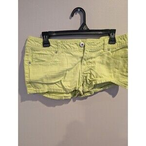 Women’s Juniors SO Yellow Neon Green Denim Cutoff Y2k Teen Shorts sz 9 Vacation